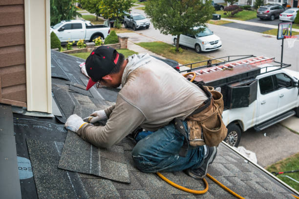 Professional Roofing technician working in Hampton, IL